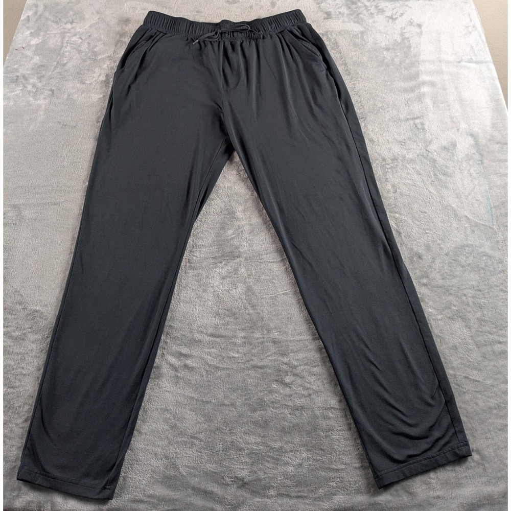 Alo Yoga Conquer Pulse Pants Men XL Gray Elastic Waist Zip Pocket Performance